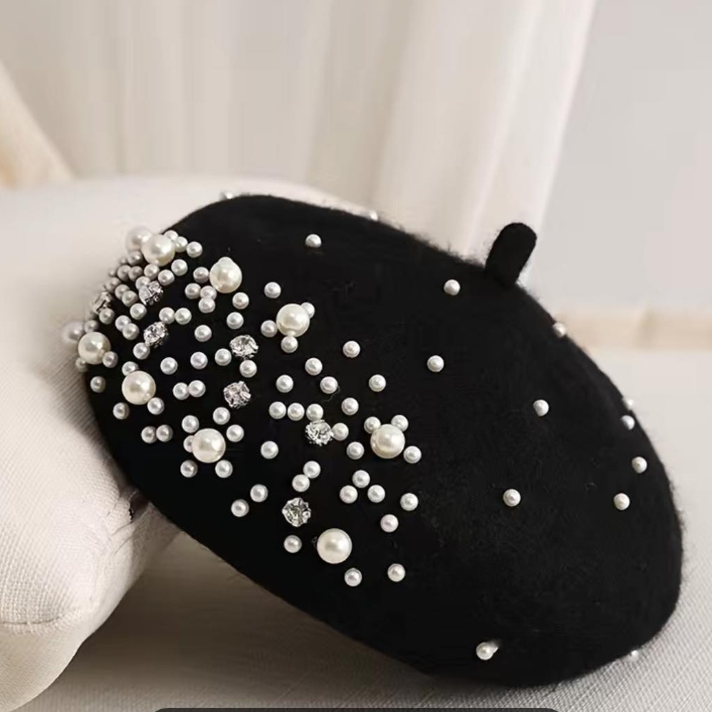 Faux Pearl Beret